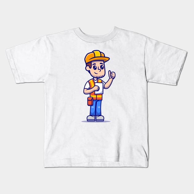 Man Architect Construction Holding Paper Sketch Kids T-Shirt by Catalyst Labs